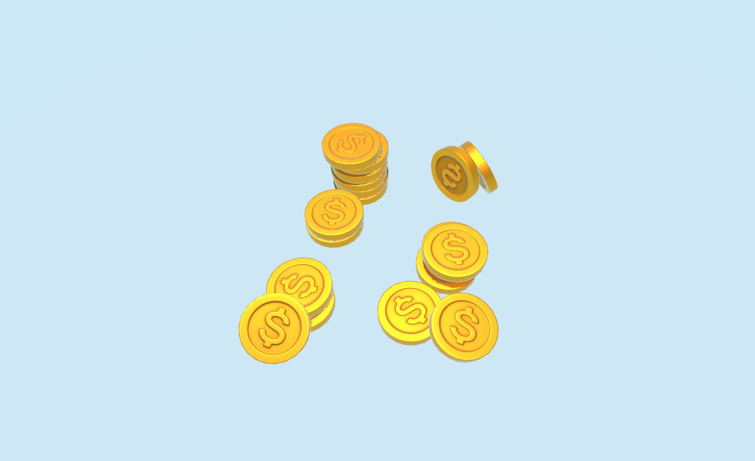 Currencies Gold coins 3D model_2