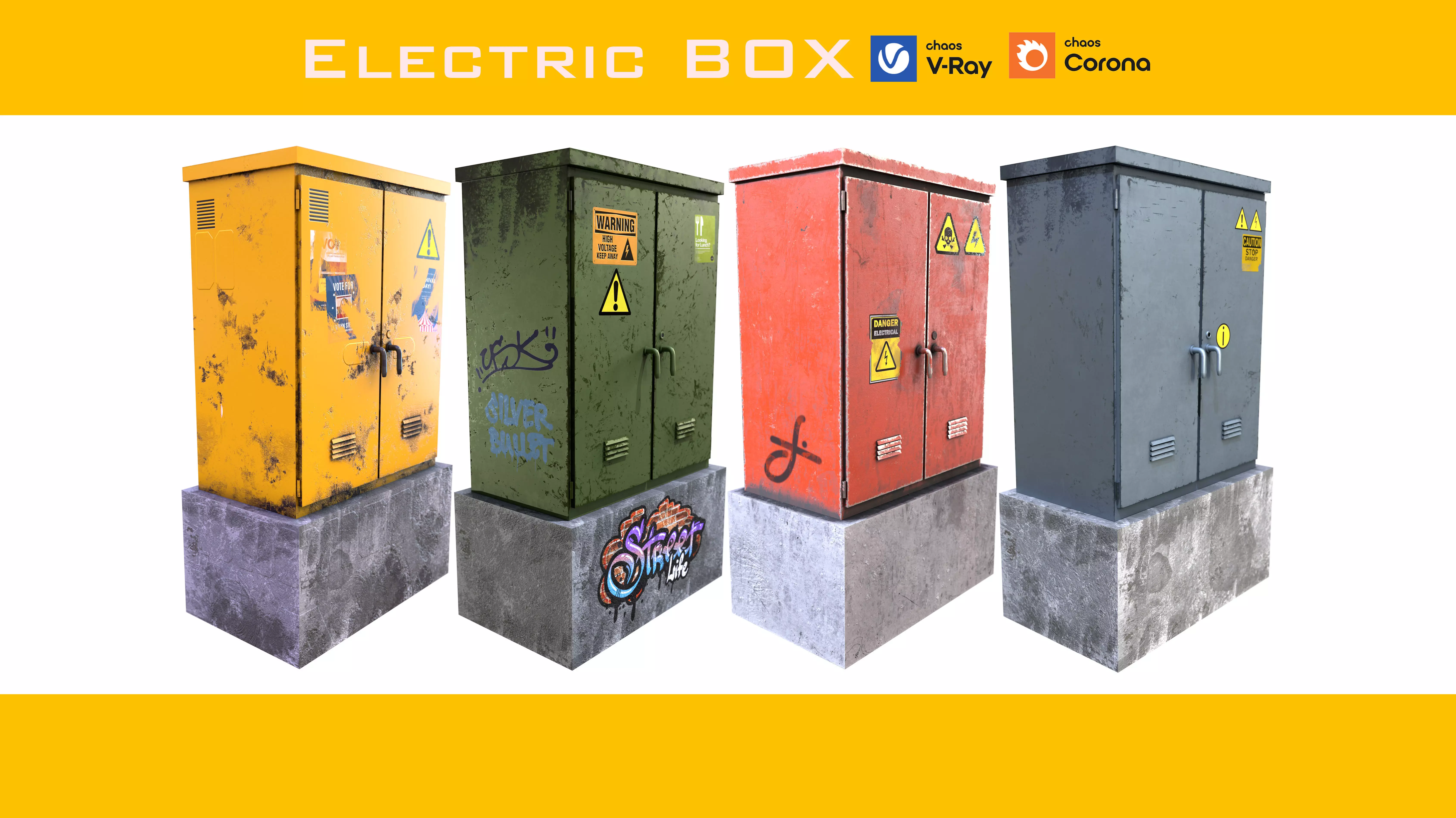 electrical box - city props - low poly - PBR Low-poly 3D model_0
