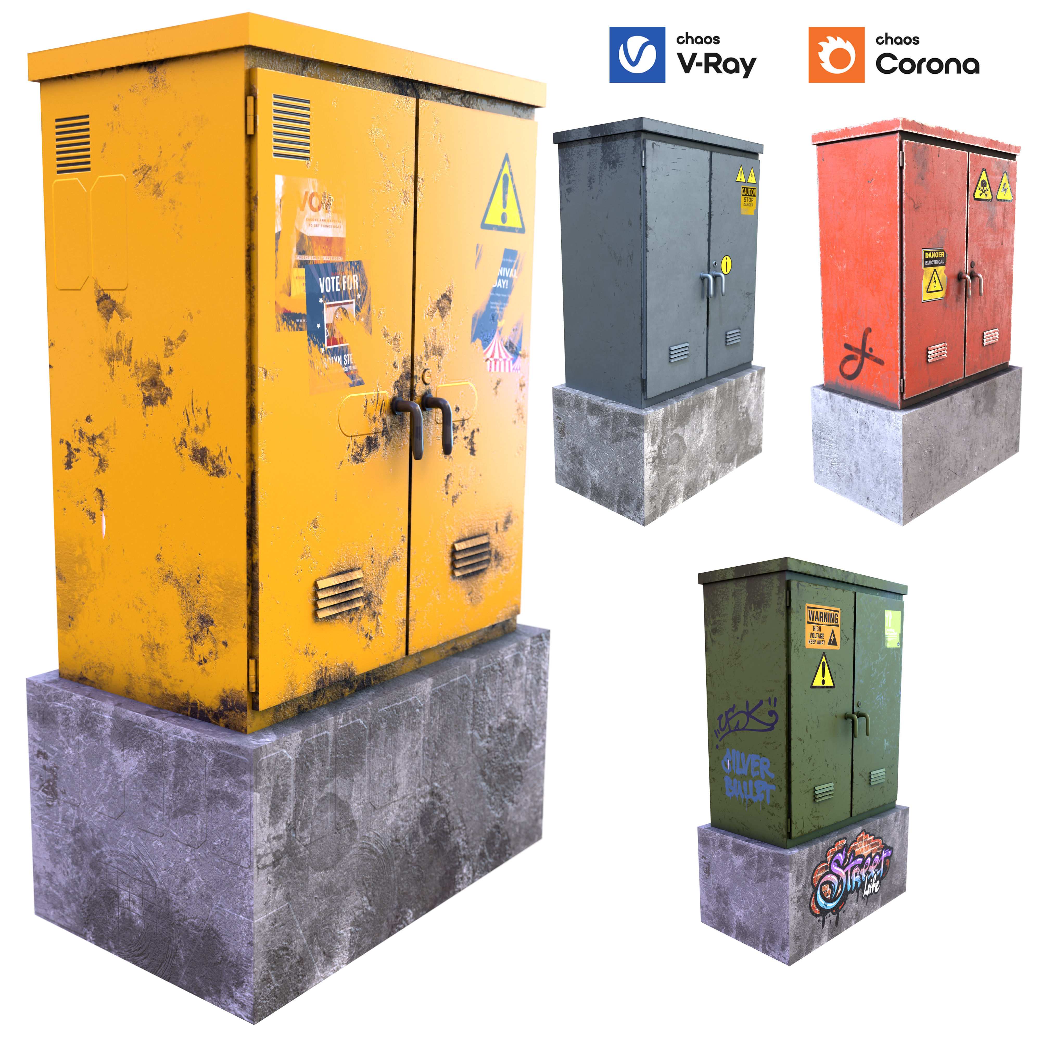 electrical box - city props - low poly - PBR Low-poly 3D model_1