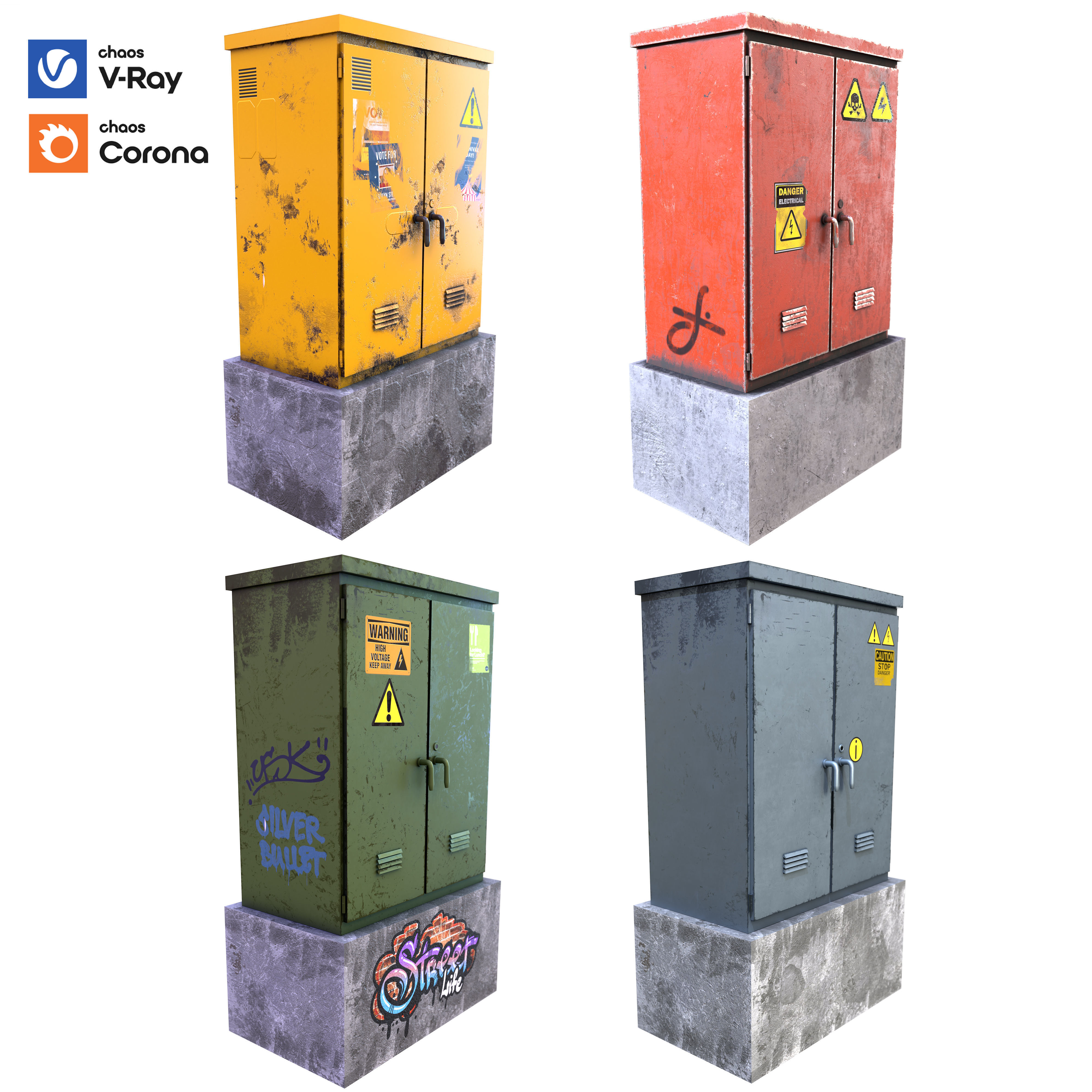 electrical box - city props - low poly - PBR Low-poly 3D model_6