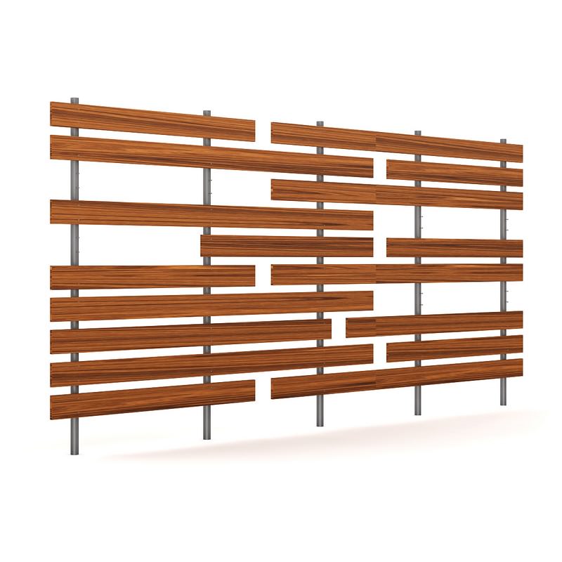 Wooden Fence 3D model_2
