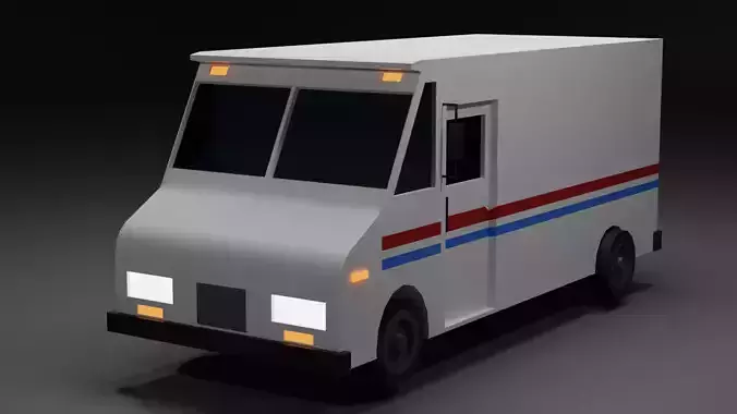 mail truck Low-poly 3D model