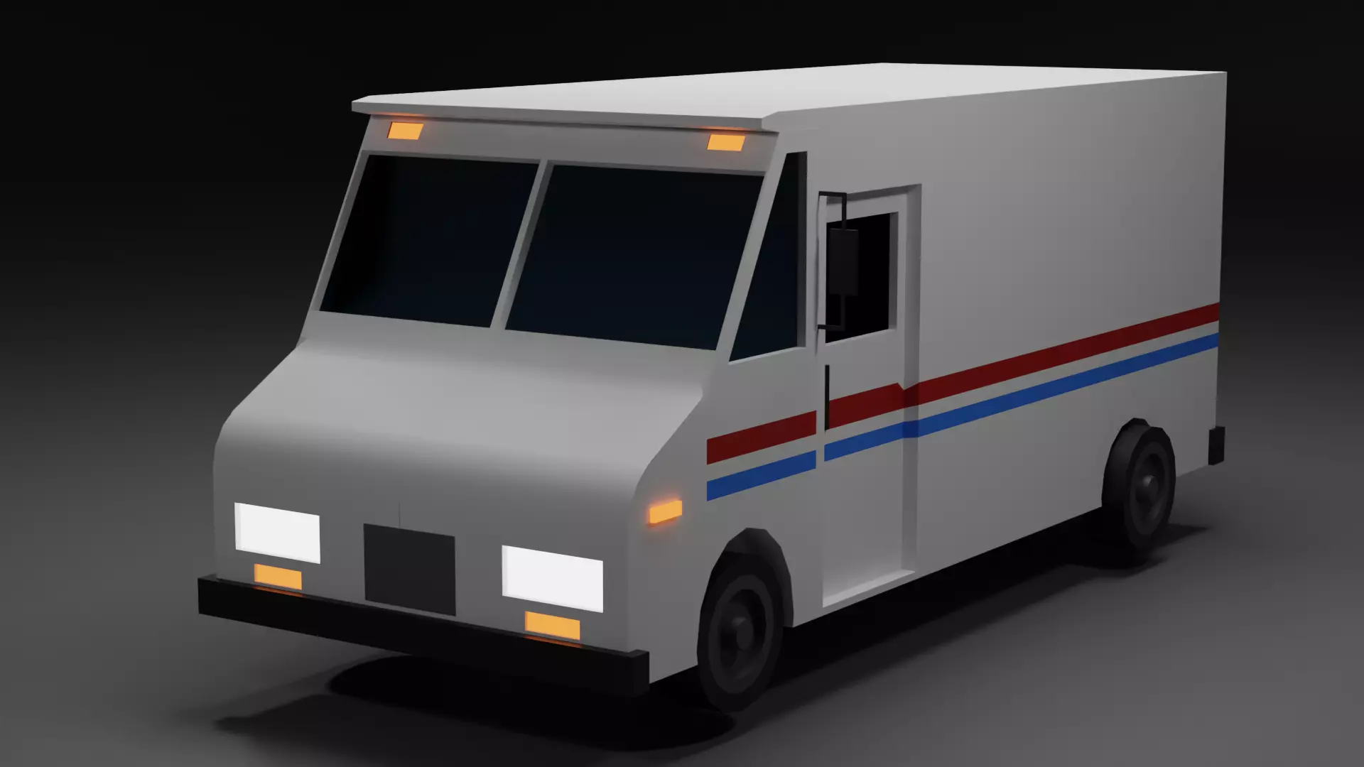 mail truck Low-poly 3D model_0