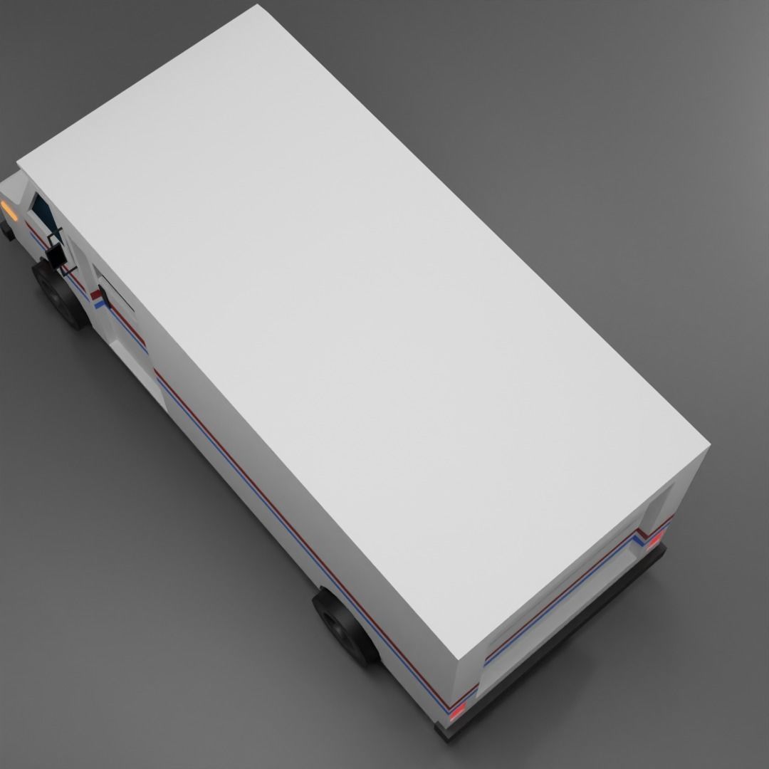 mail truck Low-poly 3D model_5
