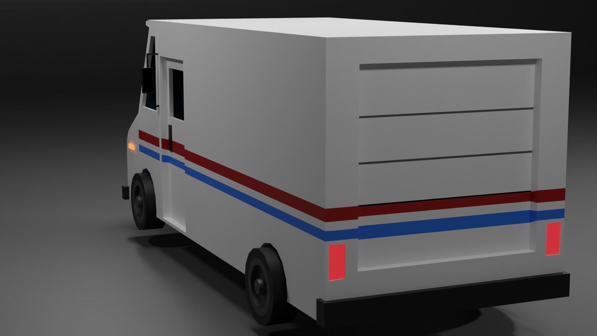 mail truck Low-poly 3D model_2
