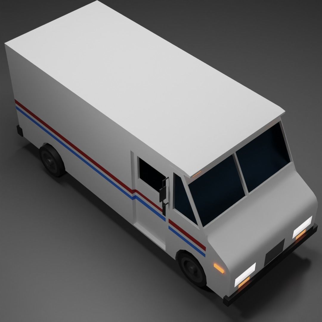 mail truck Low-poly 3D model_1