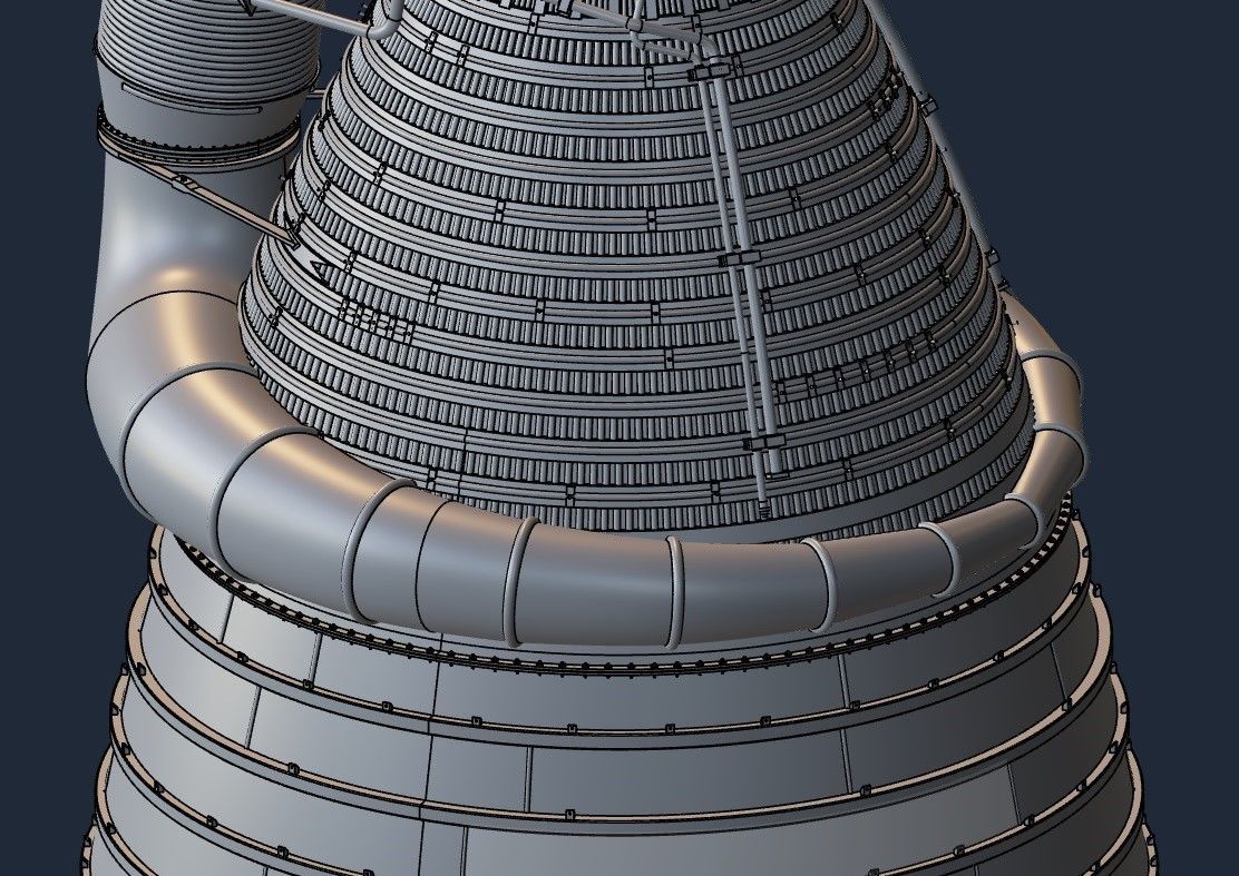 Apollo  Saturn V F-1 Rocket Engine 3Dprint model  3D print model_12