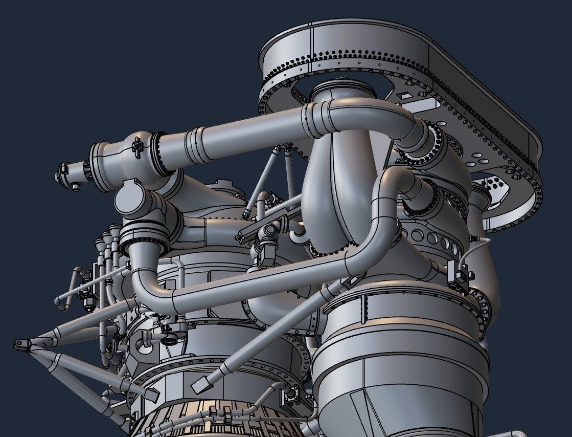 Apollo  Saturn V F-1 Rocket Engine 3Dprint model  3D print model_7