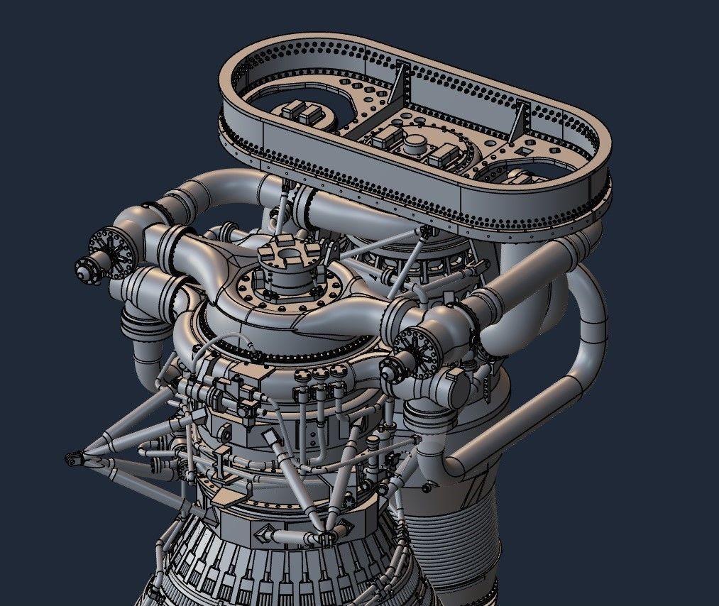 Apollo  Saturn V F-1 Rocket Engine 3Dprint model  3D print model_6