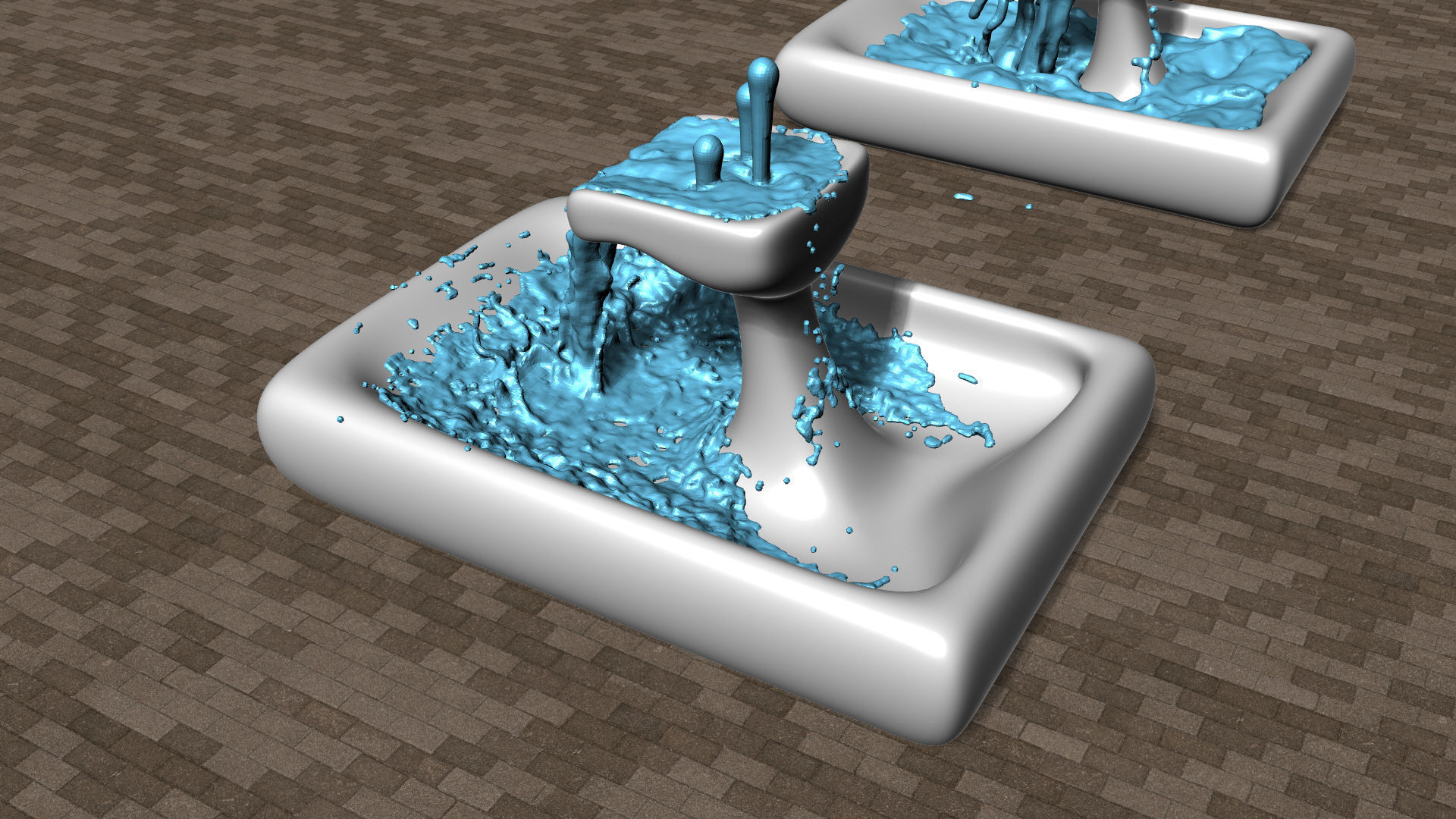 Modern Smooth Fountains 3D model_9