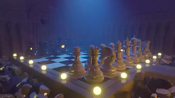 Board chess room set Low-poly 3D model