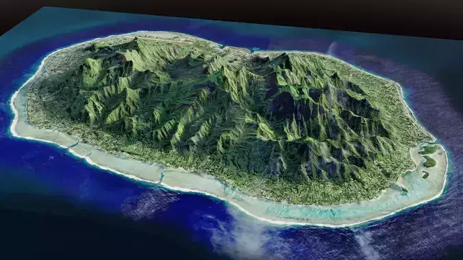 The Rarotonga island at Cook Islands 3d terrain model
