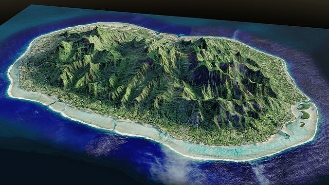 The Rarotonga island at Cook Islands 3d terrain model 3D model