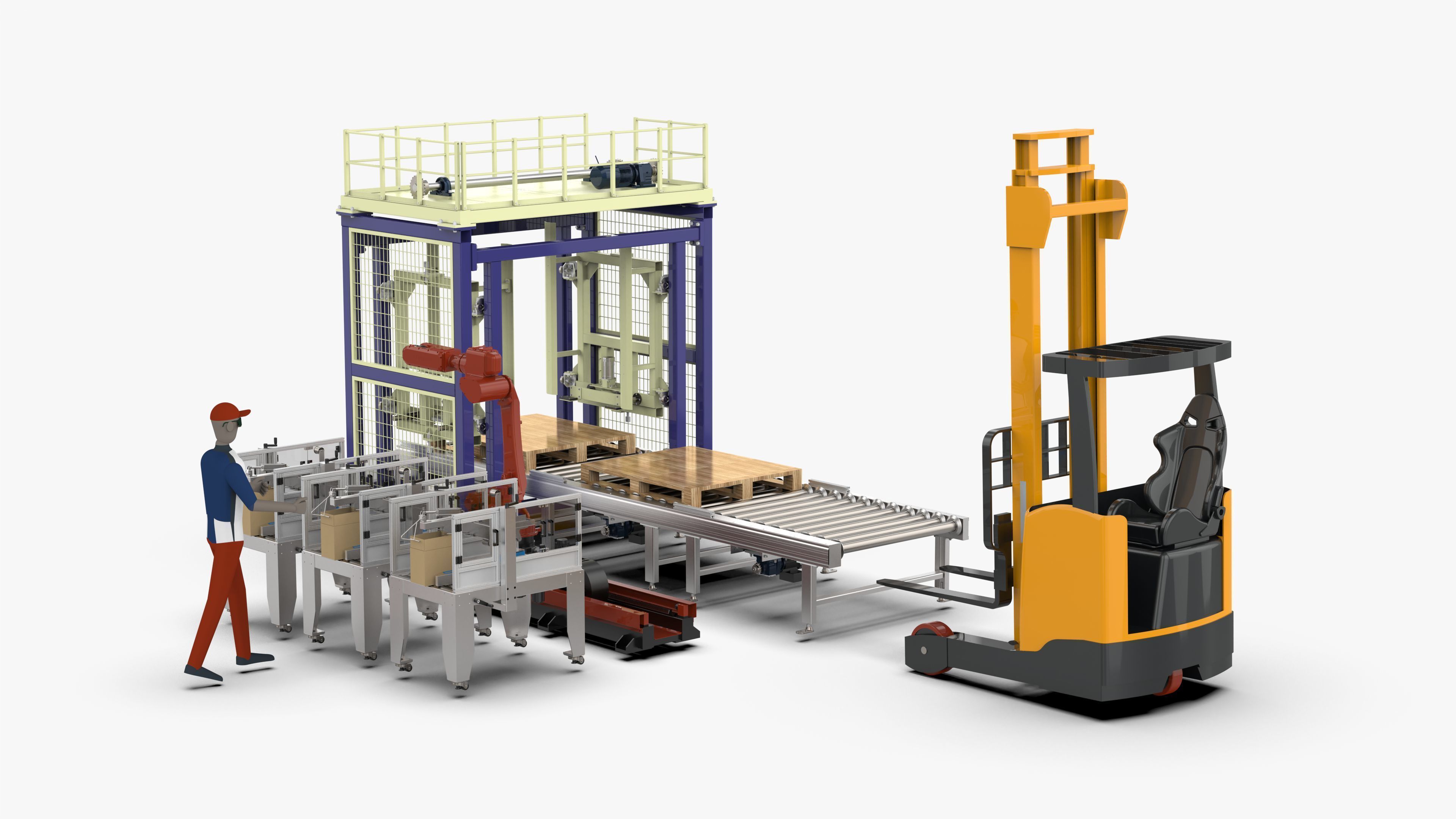 Automatic Cartons Packaging and Palletizing Machine 3D model_1