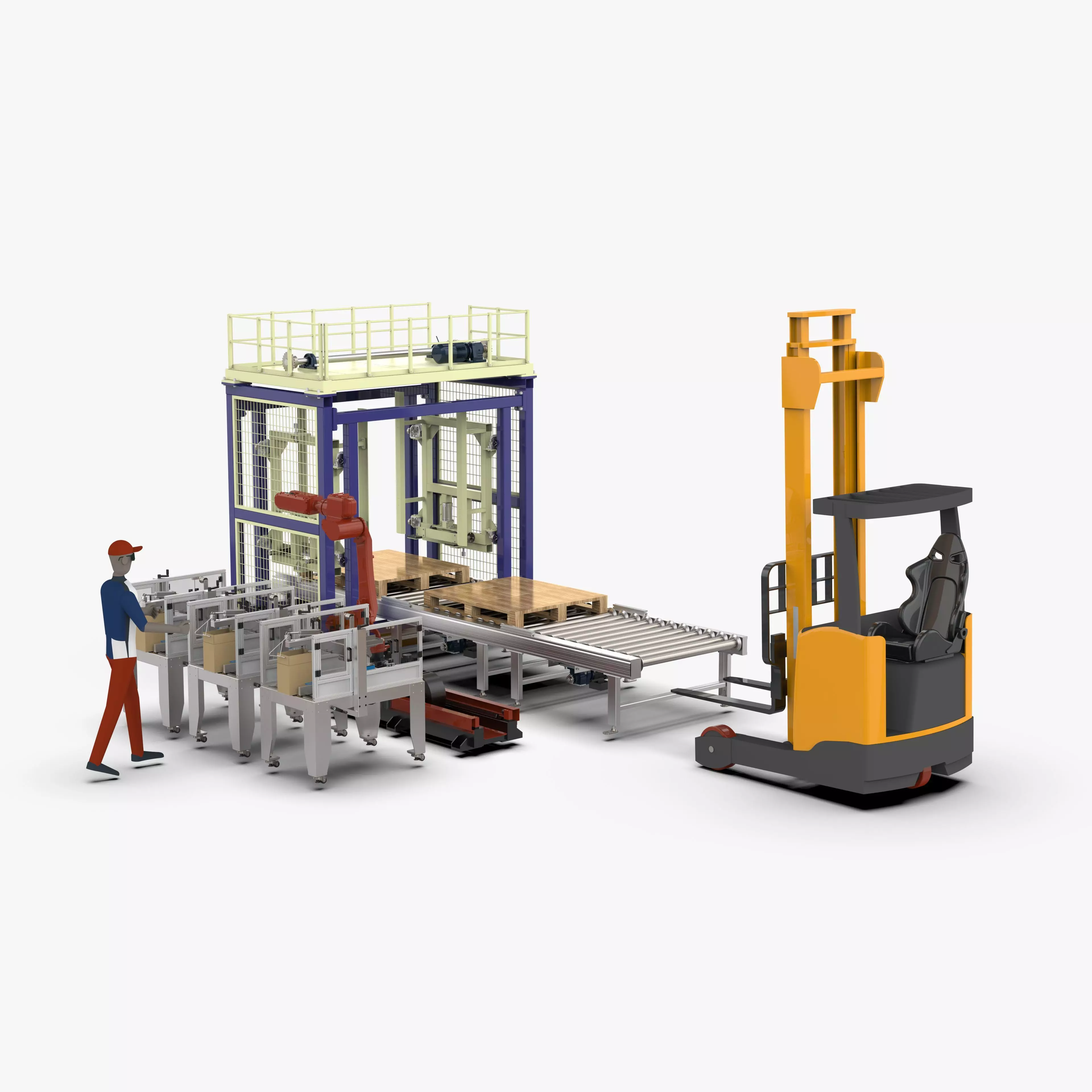 Automatic Cartons Packaging and Palletizing Machine 3D model_0