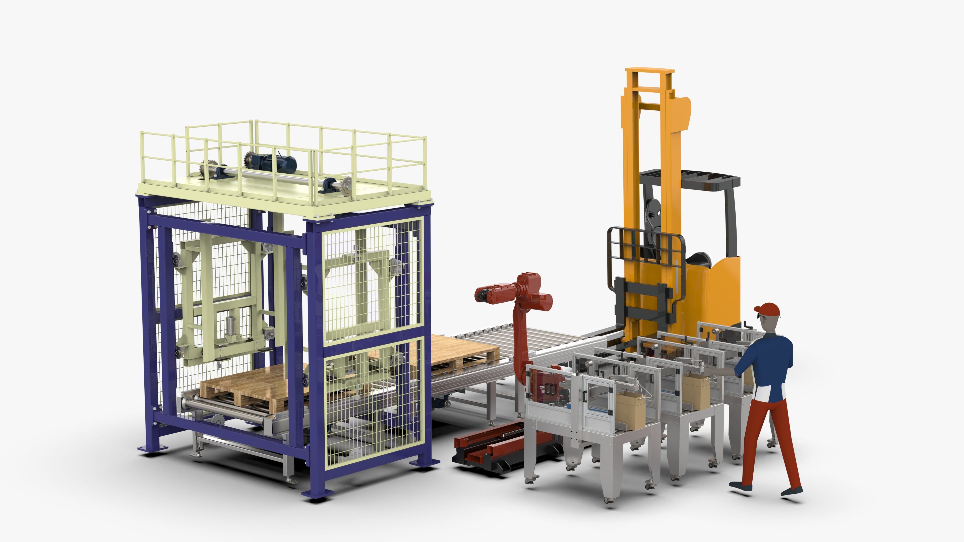 Automatic Cartons Packaging and Palletizing Machine 3D model_2