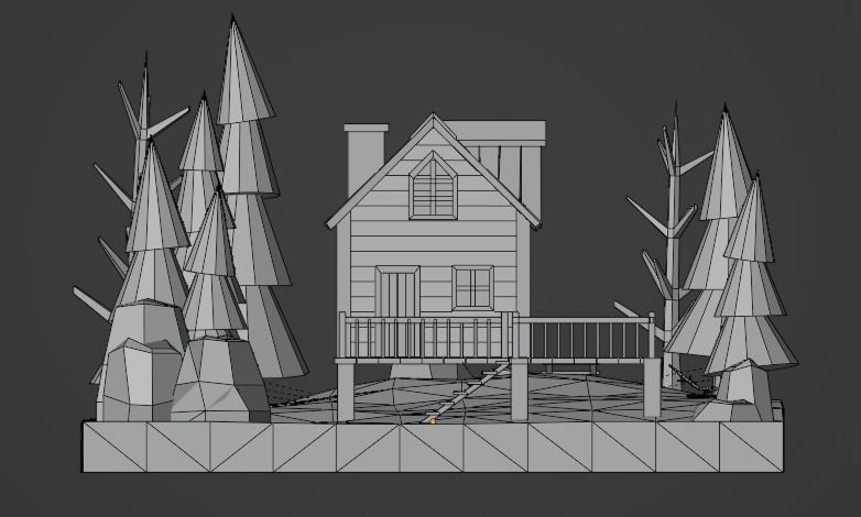 Low Poly Wooden House 3 Low-poly 3D model_6