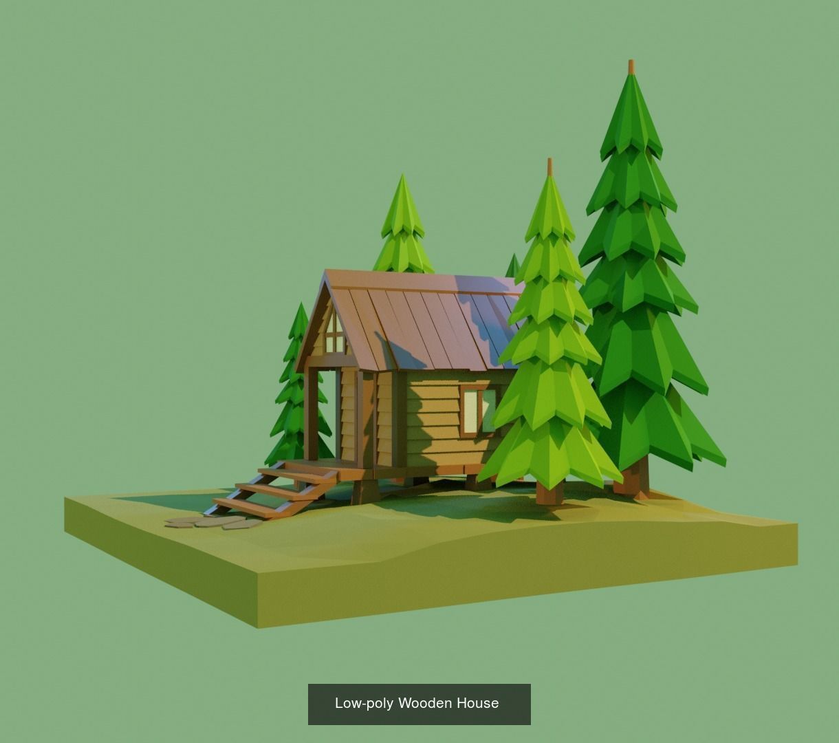 Low Poly Wooden House Pack 3D Model Collection_3