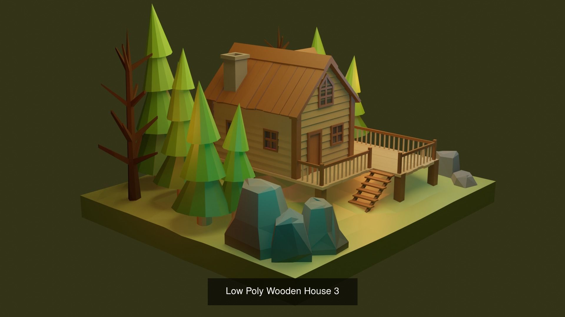 Low Poly Wooden House Pack 3D Model Collection_6