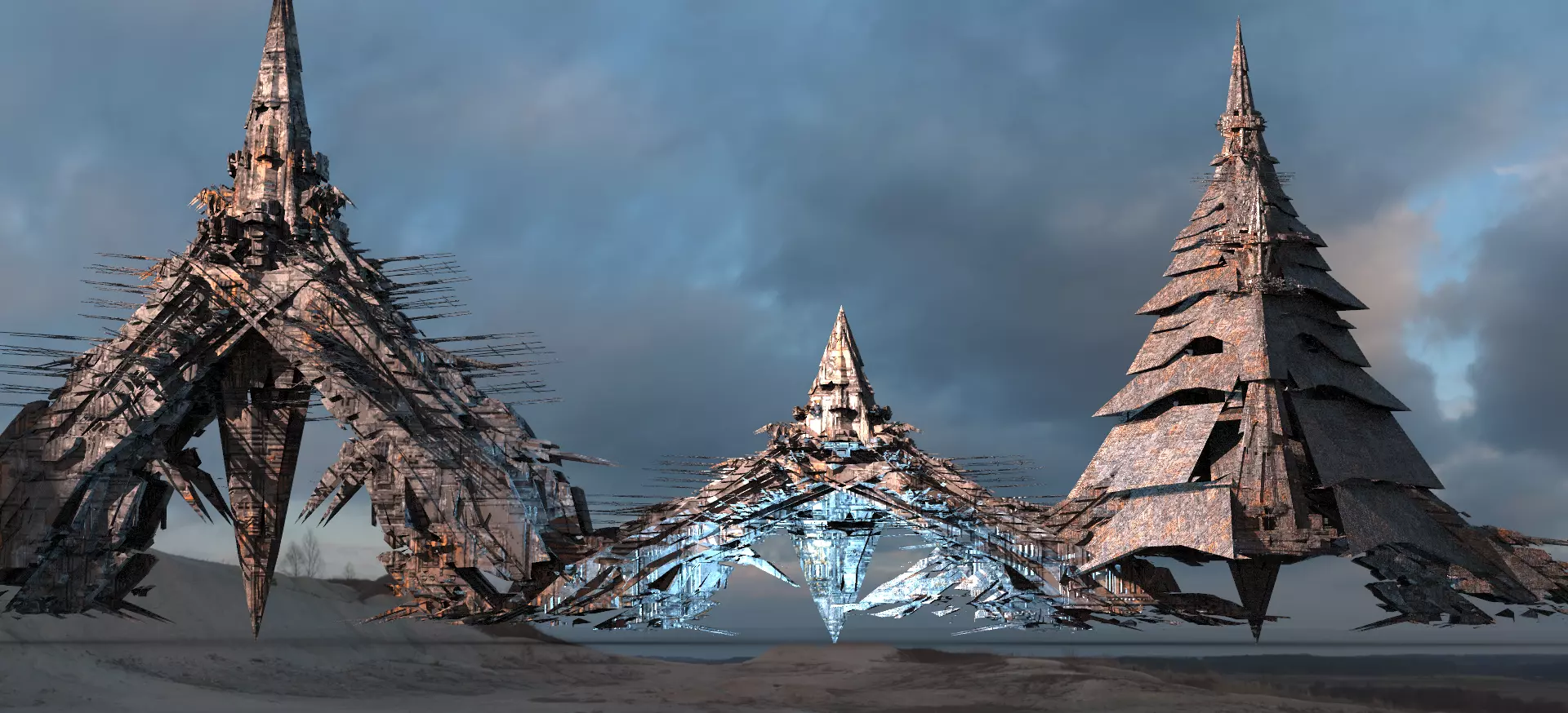 Amon Ra Sci fi Pyramid Dark Tower 3 versions 3D model_0