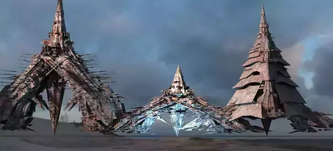 Amon Ra Sci fi Pyramid Dark Tower 3 versions 3D model