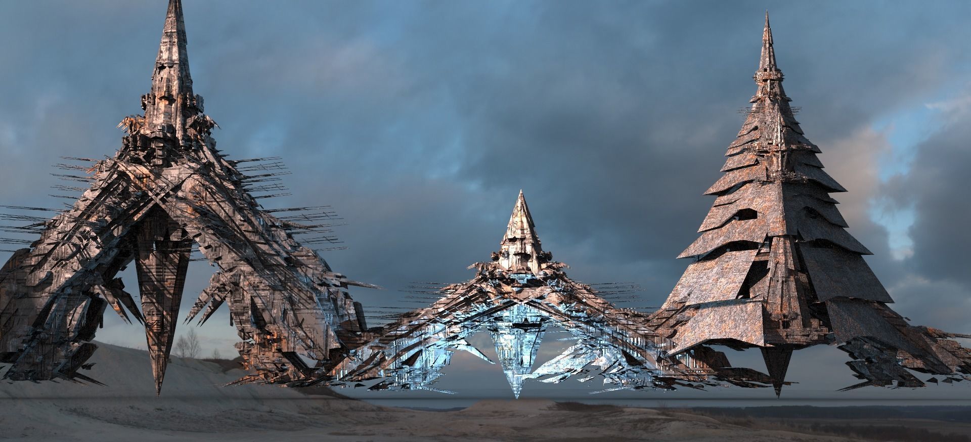 Amon Ra Sci fi Pyramid Dark Tower 3 versions 3D model_1