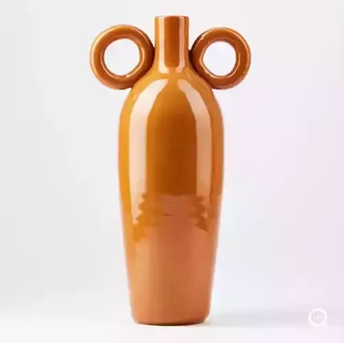 Round Handles Vase in Glazed Terracotta