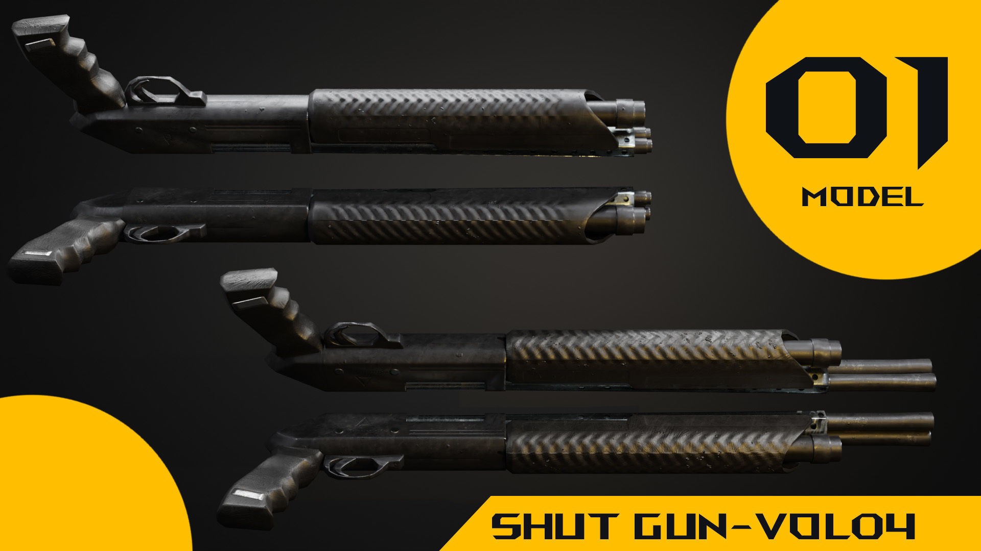 Gun -4 shut gun 3D mode -vol 04  Low-poly 3D model_8