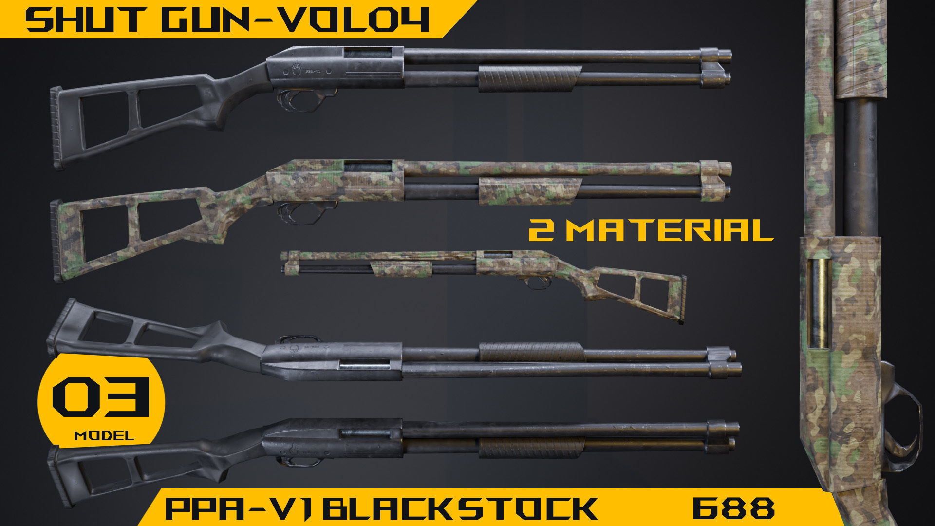 Gun -4 shut gun 3D mode -vol 04  Low-poly 3D model_4