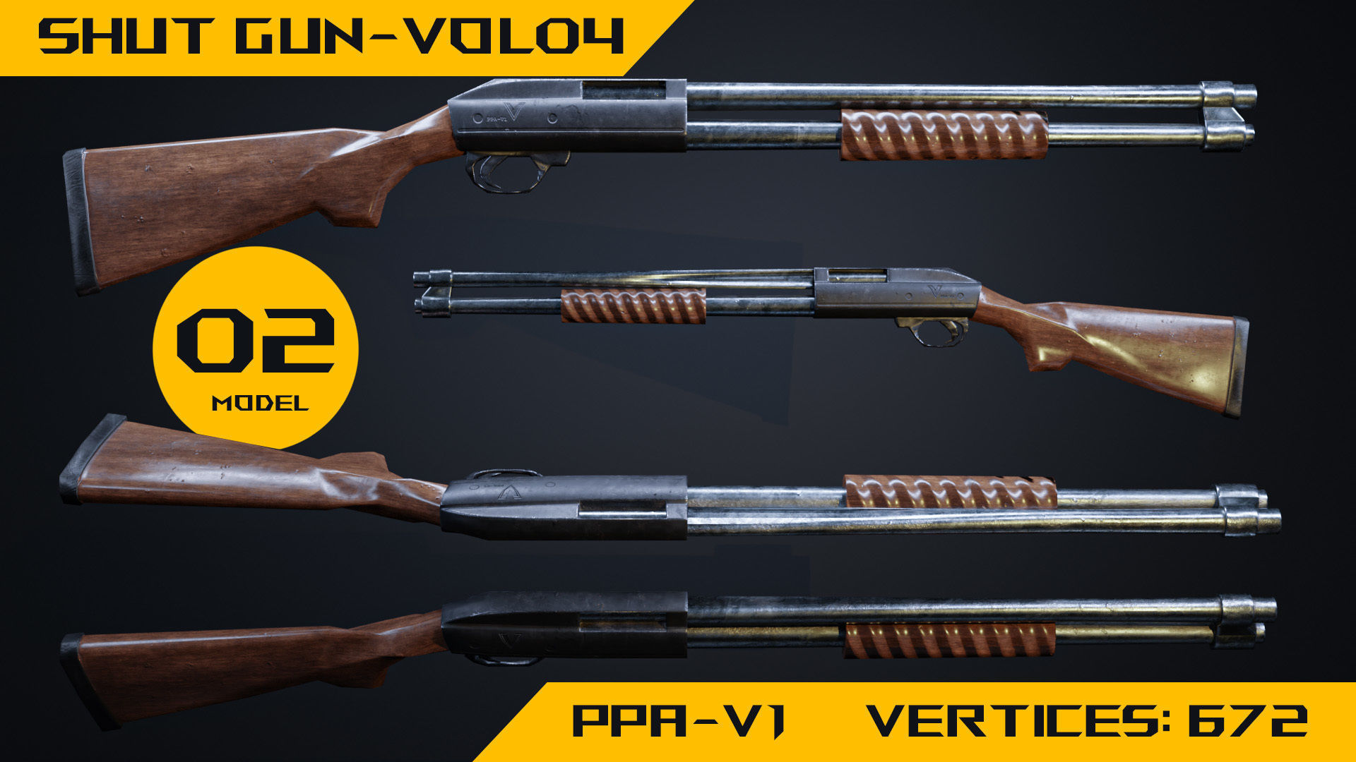 Gun -4 shut gun 3D mode -vol 04  Low-poly 3D model_3