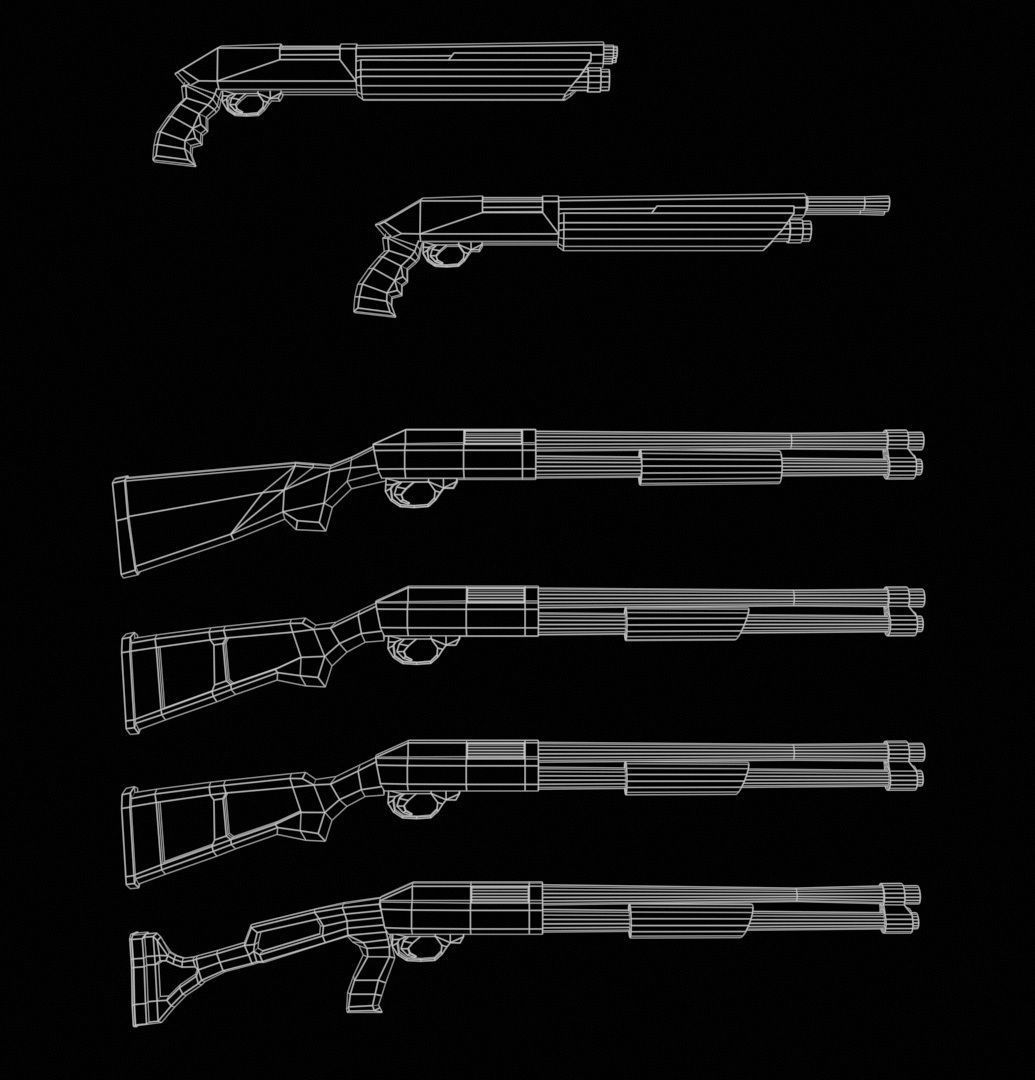 Gun -4 shut gun 3D mode -vol 04  Low-poly 3D model_6