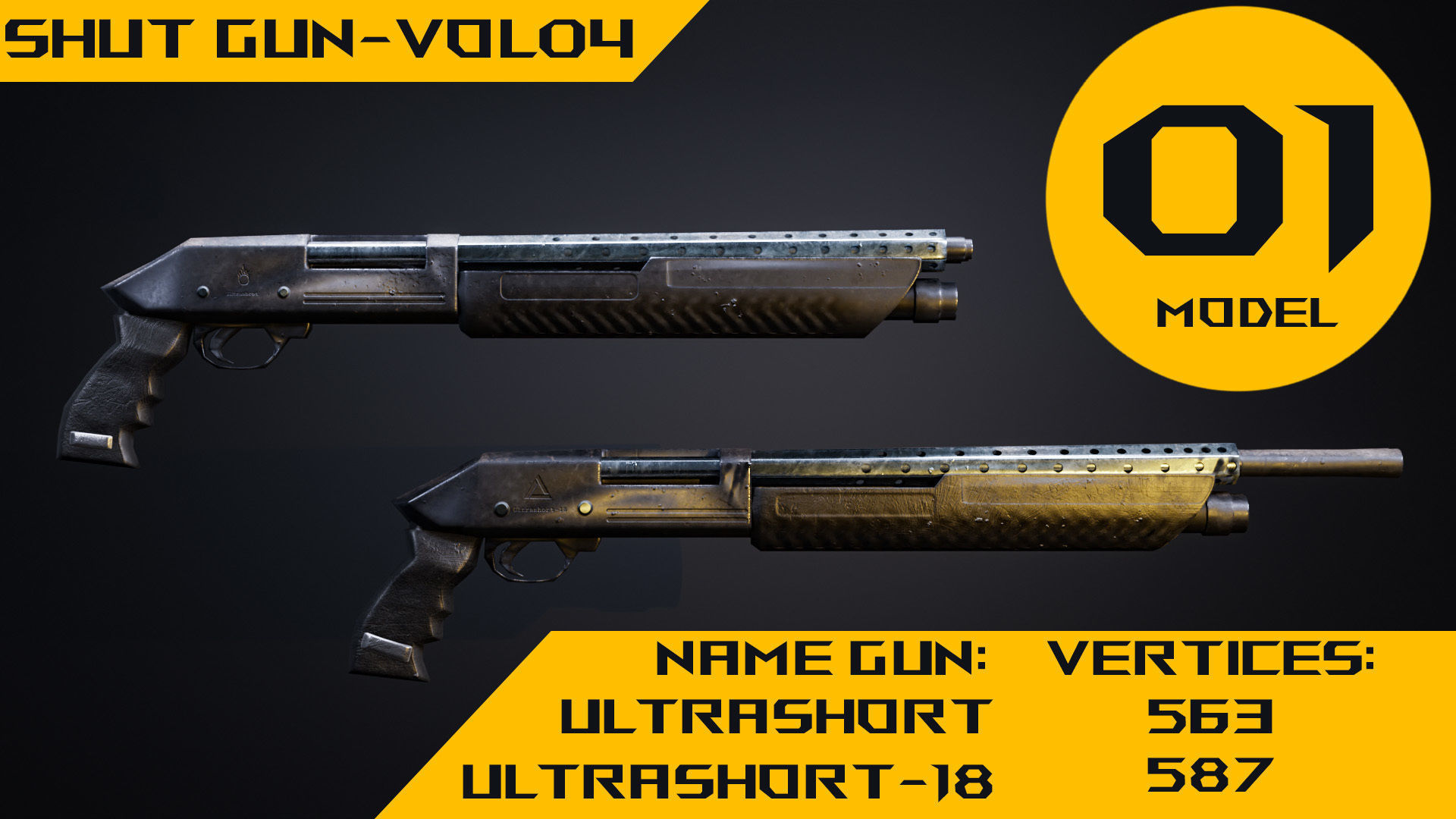 Gun -4 shut gun 3D mode -vol 04  Low-poly 3D model_2