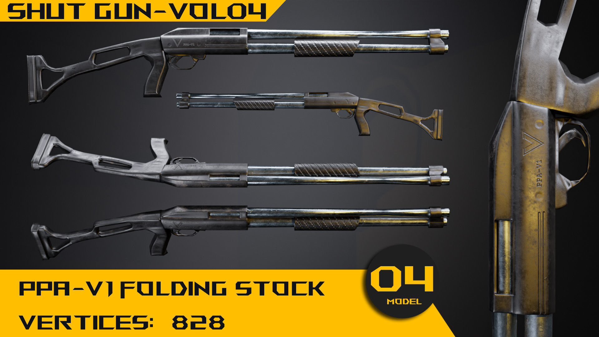 Gun -4 shut gun 3D mode -vol 04  Low-poly 3D model_5