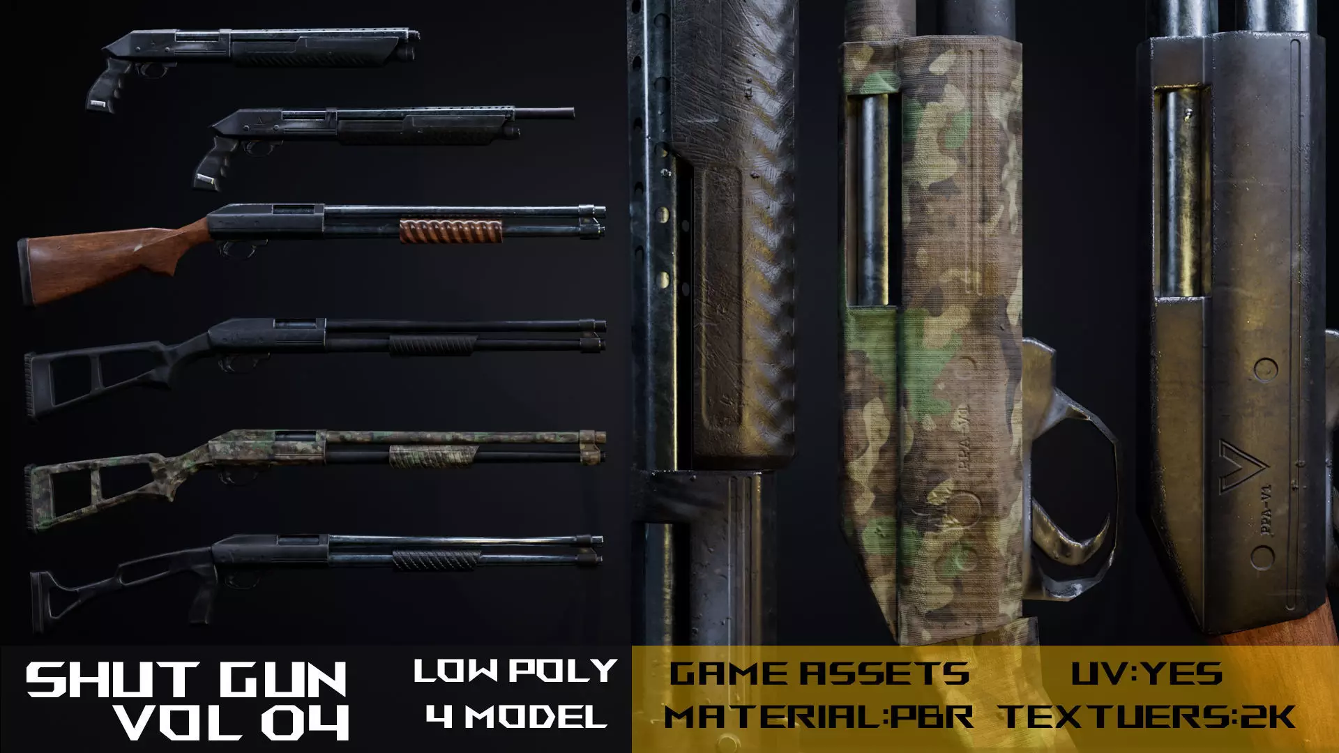 Gun -4 shut gun 3D mode -vol 04  Low-poly 3D model_0