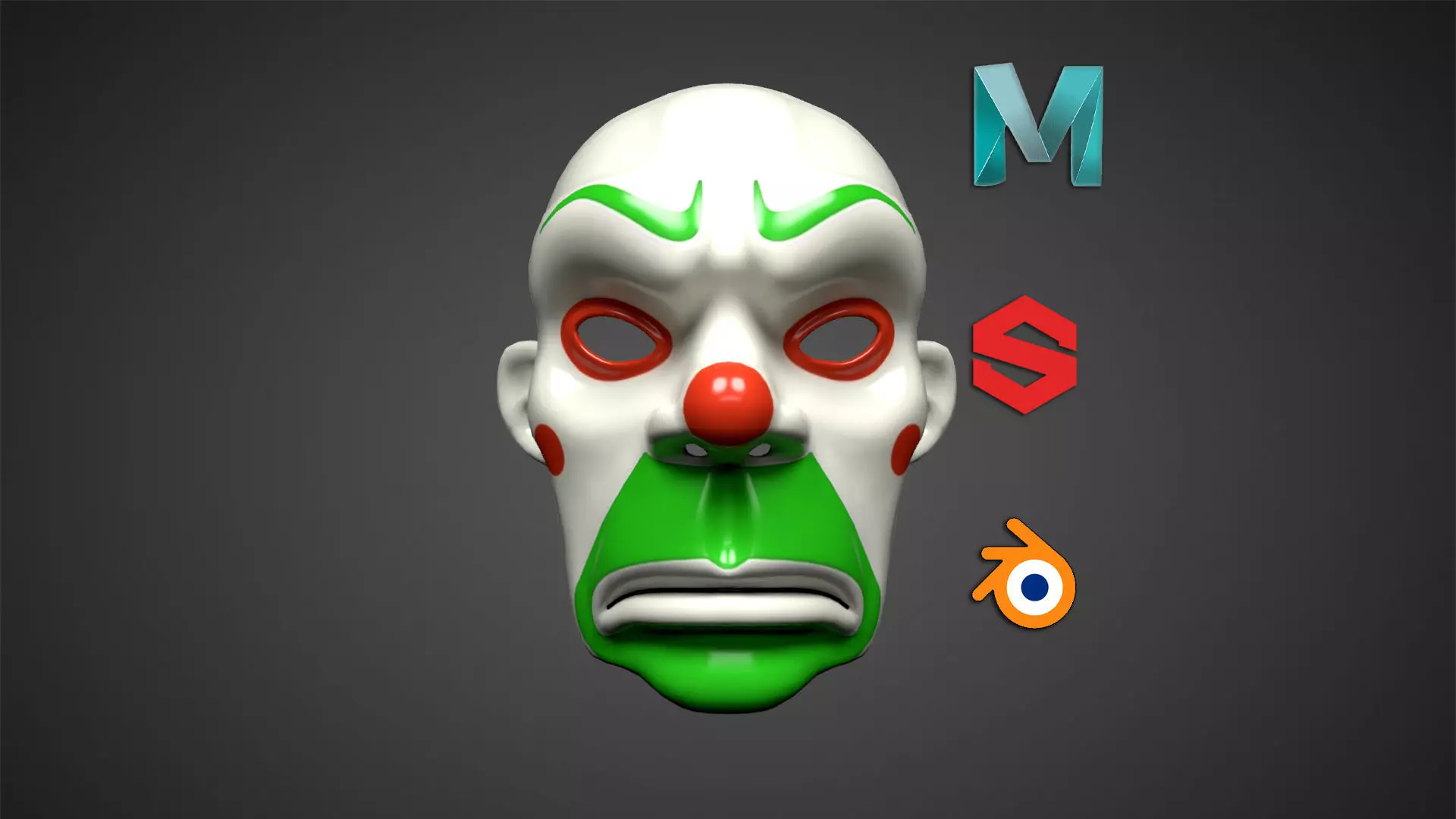 Joker Mask Low Poly Low-poly 3D model_0