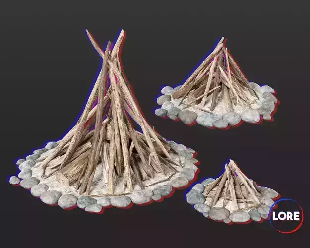 Medieval Decoration Campfires Low-poly 3D model