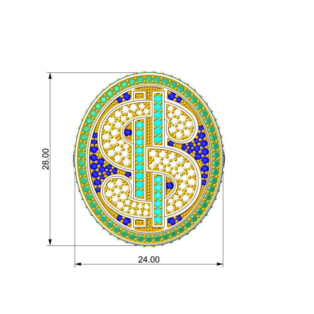 DOLLAR RING - JEWELRY 3D - AN-608 3D print model_14