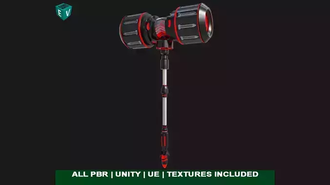 Sci Fi Battle Hammer04 All PBR Unity UE Textures Included  Low-poly 3D model