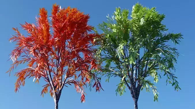 Realistic Trees Pack - Red Green Trees Low-poly 3D model