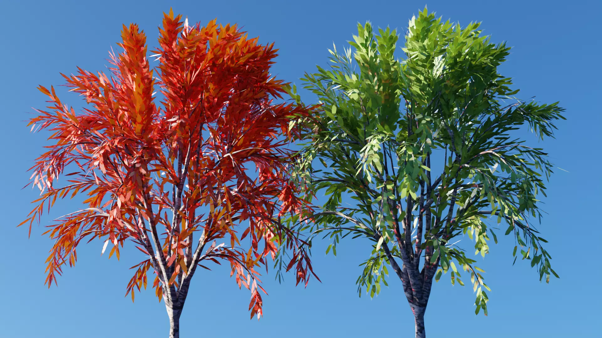 Realistic Trees Pack - Red Green Trees Low-poly 3D model_0