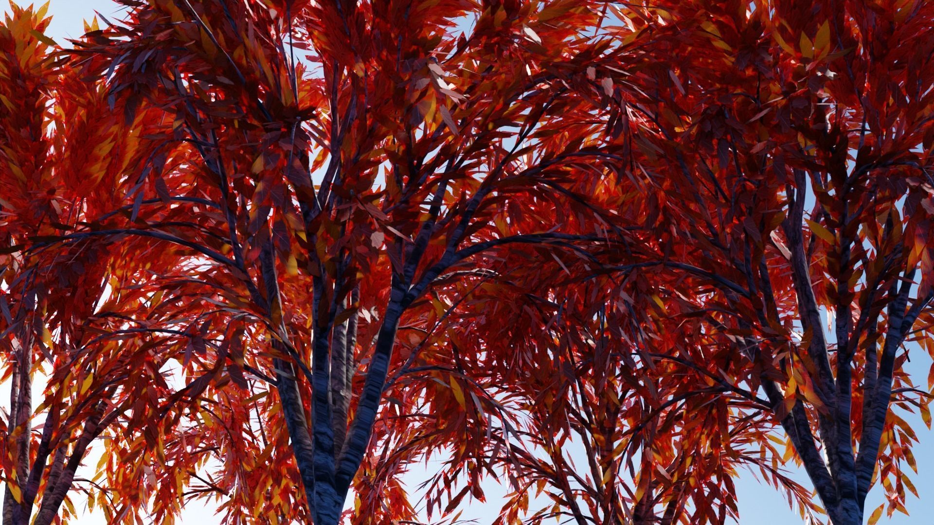 Realistic Trees Pack - Red Green Trees Low-poly 3D model_13