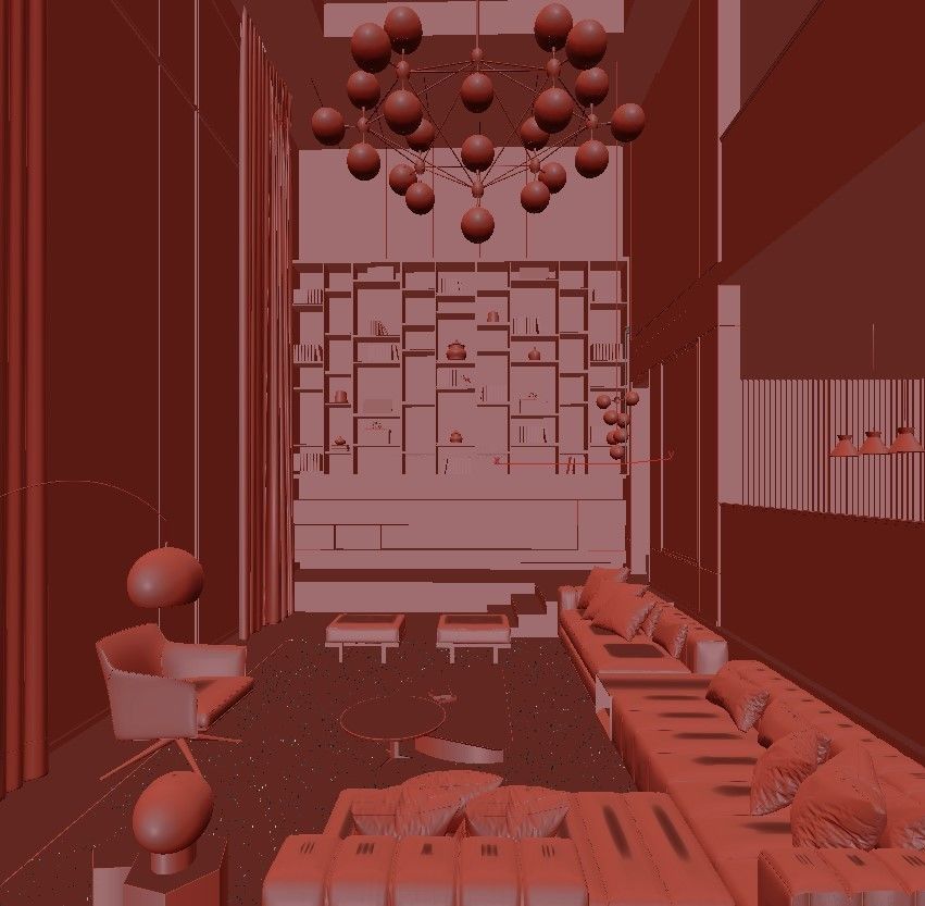 Masculine Living Room Interior Scene 3D Model 3D model_4