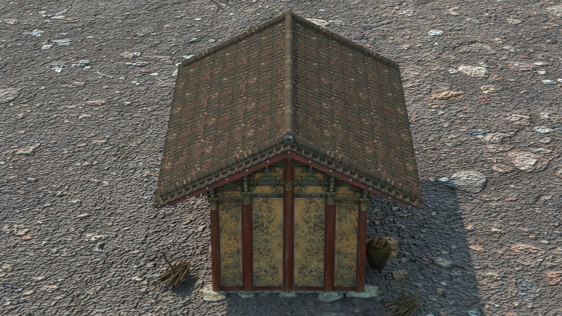 Realistic Abandoned Temple Low-poly 3D model_3