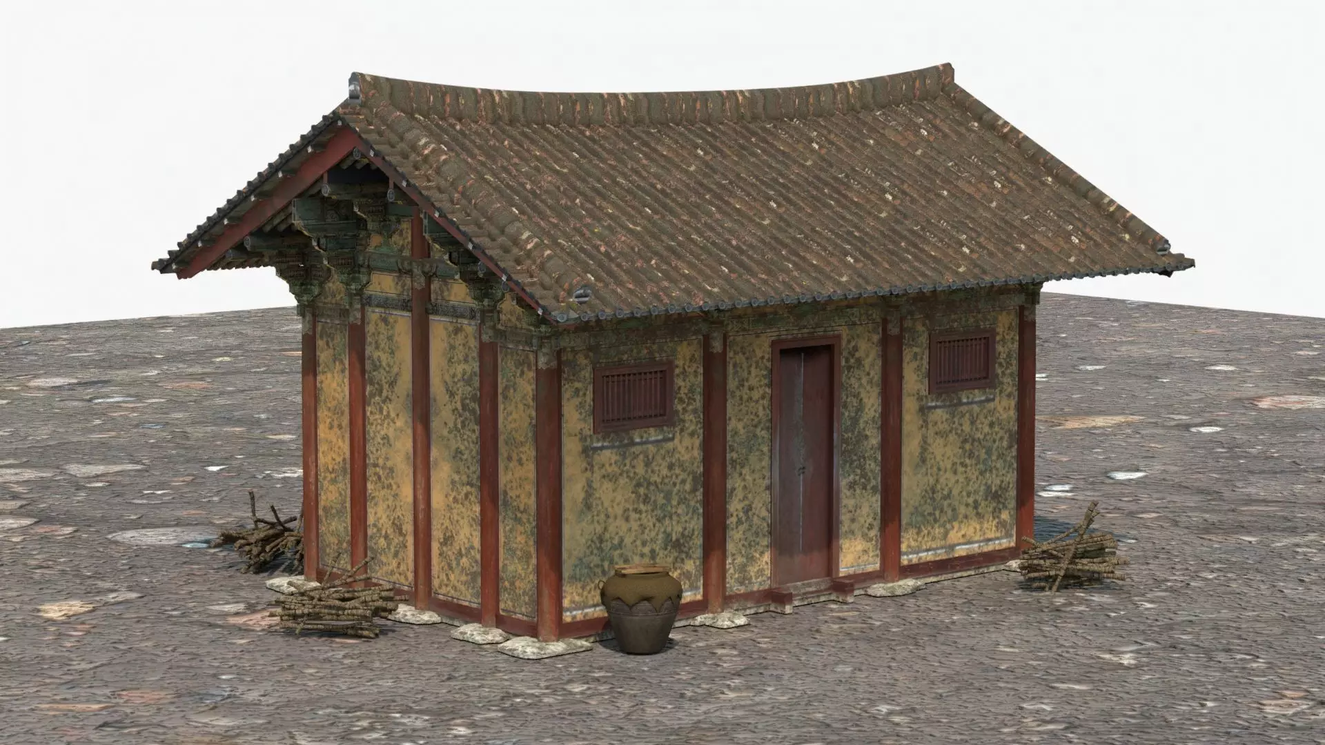 Realistic Abandoned Temple Low-poly 3D model_0