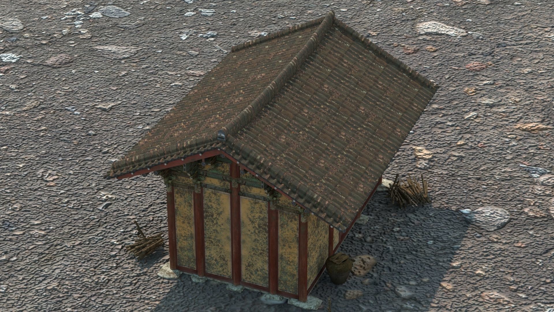 Realistic Abandoned Temple Low-poly 3D model_4