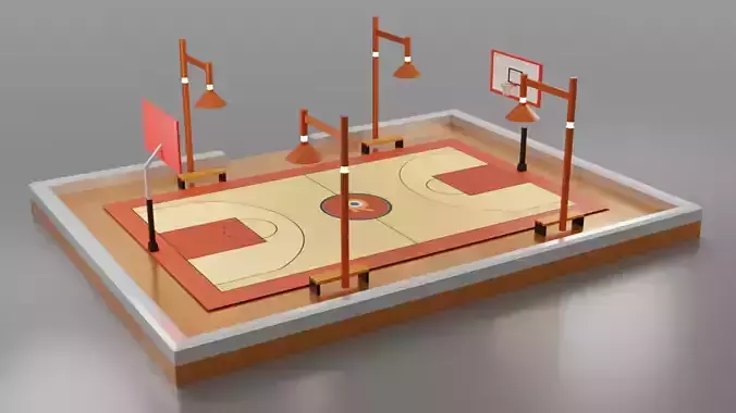 low poly Basketball court low poly model
