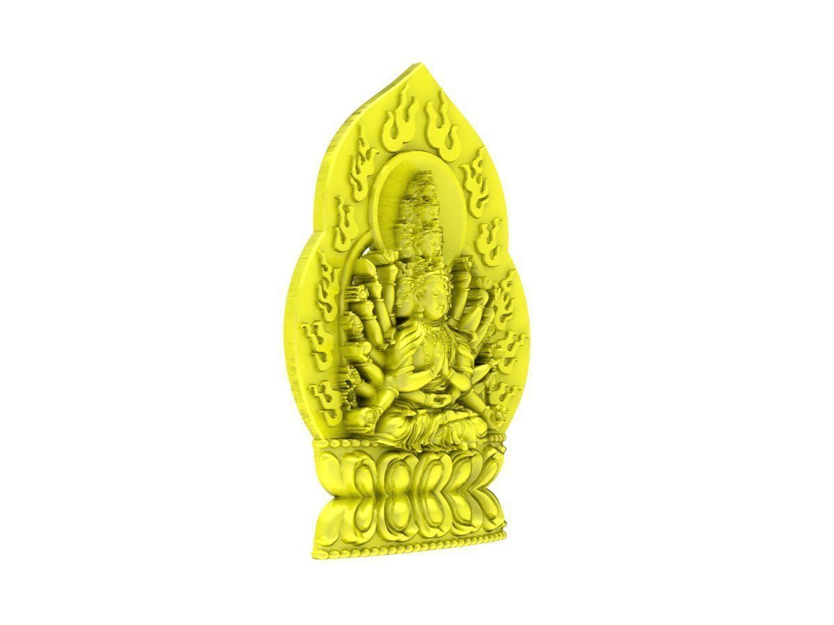 A5107 Buddha Many Hands Sitting on a Lotus Platform Pendant 3D 3D print model_1