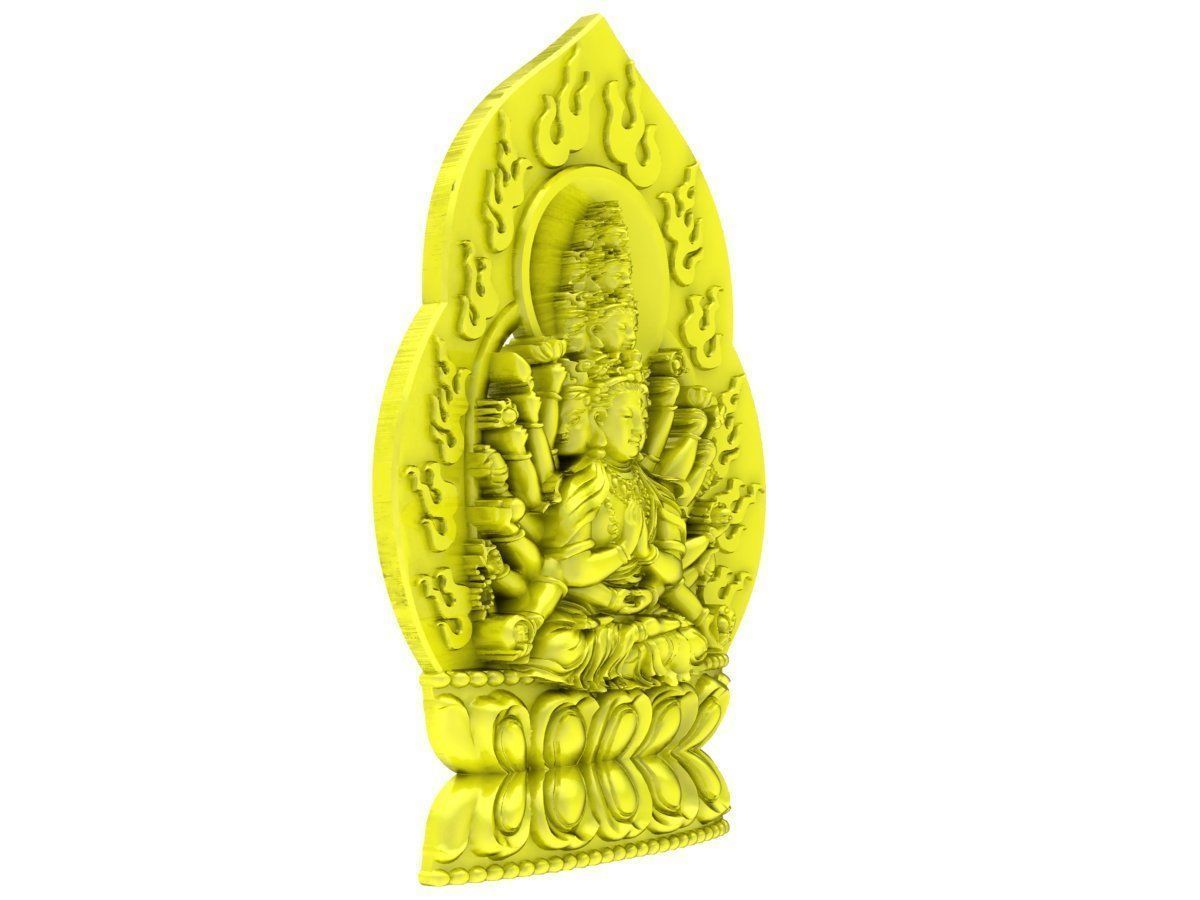 A5107 Buddha Many Hands Sitting on a Lotus Platform Pendant 3D 3D print model_2