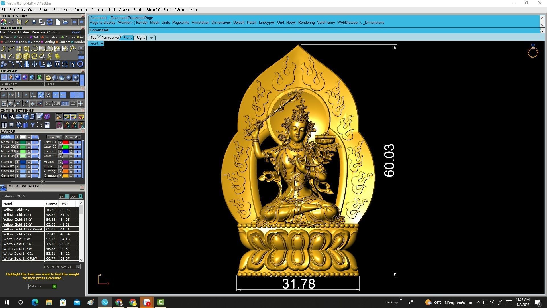 A5112 Buddha Thousand Hands Sitting on Lotus Lucky Pendant 3D print model_6