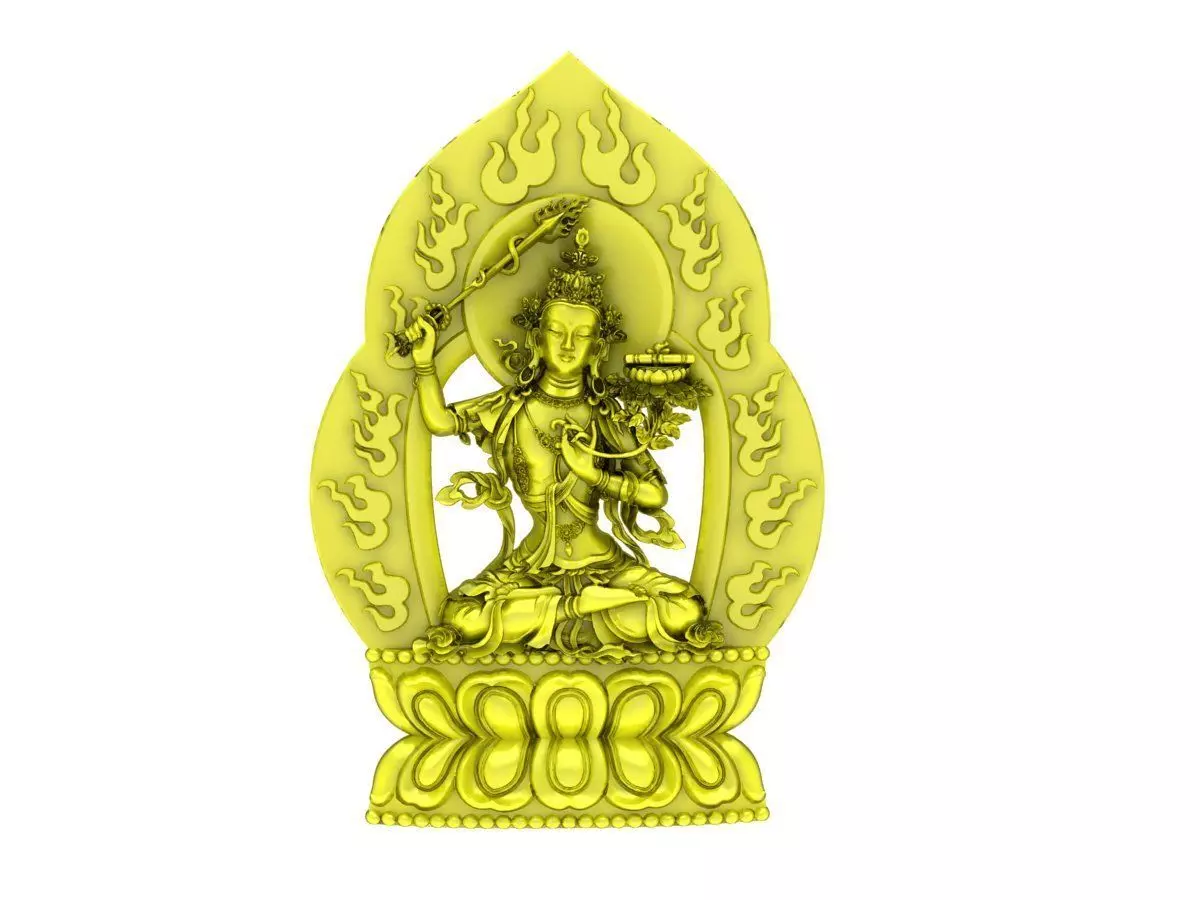 A5112 Buddha Thousand Hands Sitting on Lotus Lucky Pendant 3D print model_0